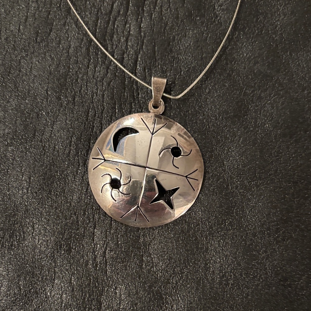 Sun, Moon and Stars Silver Pendant Necklace